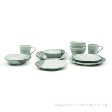 Reactive glazed stoneware dinner set - lake